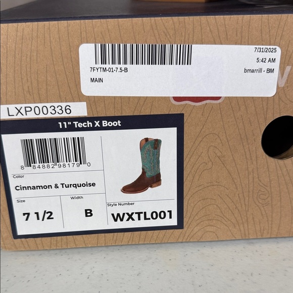 TWISTED X WOMEN'S 11" TECH X WESTERN BOOTS - BROAD SQUARE TOE Sz 7.5 - Picture 12 of 16